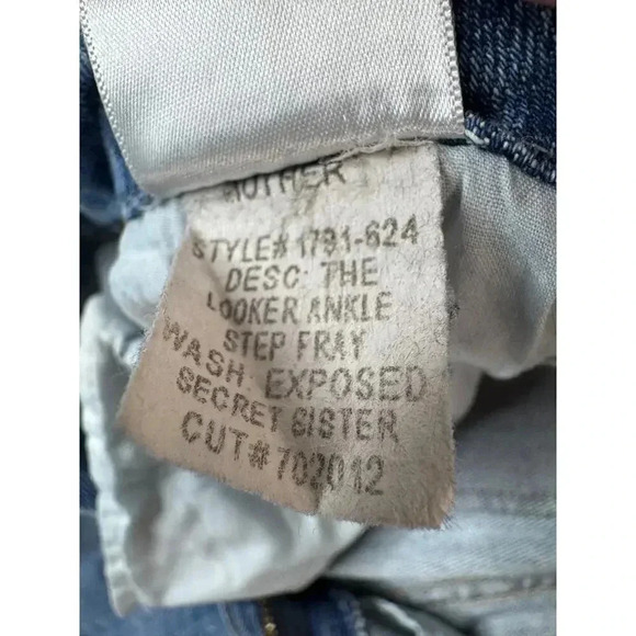 MOTHER The Looker Ankle Step Fray Jeans Exposed Secret Sister Sz 27 Made in USA - Picture 14 of 16